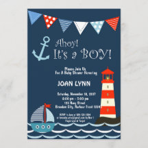 Nautical Baby Shower Einladung, Ahoy Es ist ein Ju