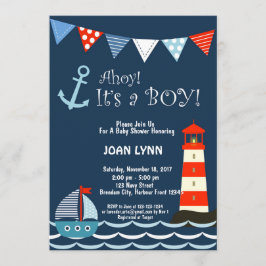 Nautical Baby Shower Einladung, Ahoy Es ist ein Ju Einladung