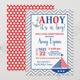 Nautical Baby Shower Einladung Ahoy sein a Boy