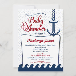Nautical Baby Shower Einladung Retro Navy Red