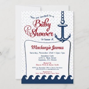Nautical Baby Shower Einladung Retro Navy Red