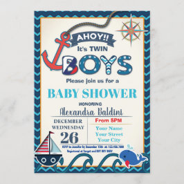 Nautical Baby Shower Einladung Twins