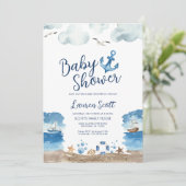 Nautical Baby Shower Einladung Wasserfarbe (Stehend Vorderseite)