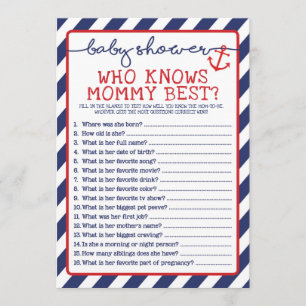 Nautical Baby Shower Game, das Mommy Best kennt Einladung