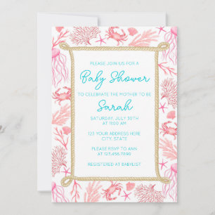 Nautical Baby Shower Invasion Girl Einladung