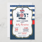 Nautical Baby Shower Invasionbote Einladung (Vorderseite)