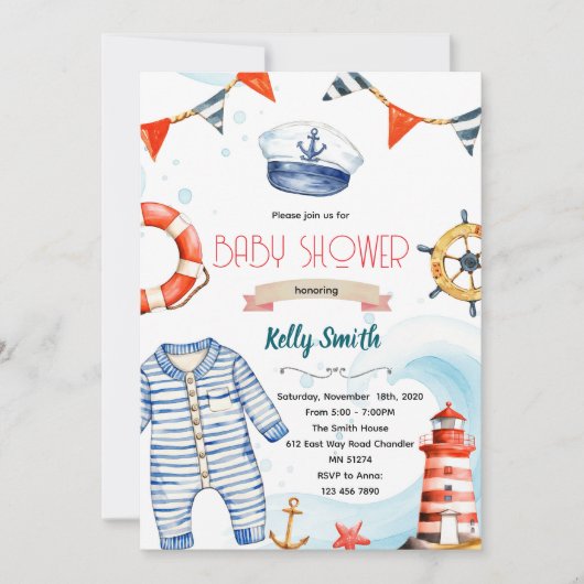 Nautical baby shower invitation einladung (Vorderseite)