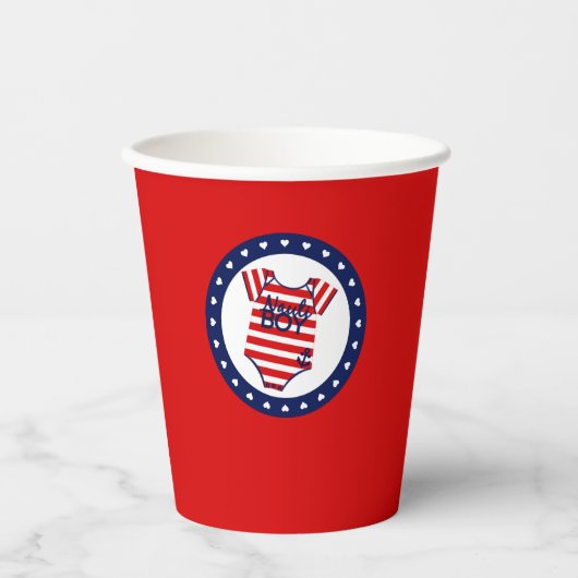 Nautical Baby Shower Paper Cup mit Ahoy Es ist ein Pappbecher (Vorderseite)
