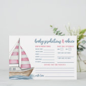 Nautical Baby Shower Pink Ratschläge Karte (Stehend Vorderseite)