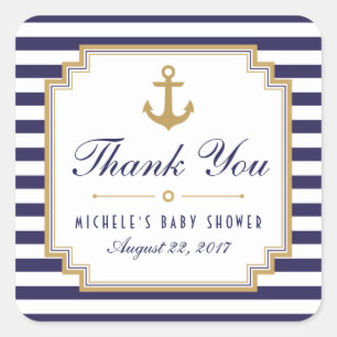 Nautical Baby Shower Vielen Dank für Ihre Liebling Quadratischer Aufkleber