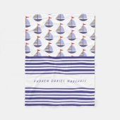 Nautical Baby's Boat Names Stripes Fleecedecke (Vorderseite)
