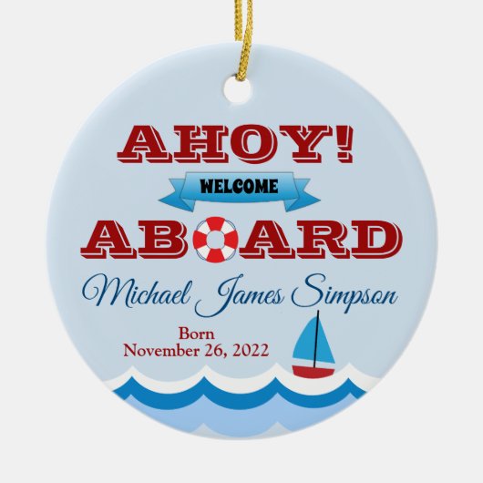 Nautical Baby's First Year Keepake Ornament (Vorne)