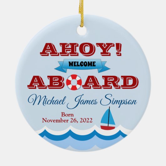 Nautical Baby's First Year Keepake Ornament (Hinten)