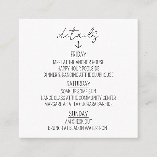 Nautical Bachelorette Weekend Begleitkarte (Vorderseite)