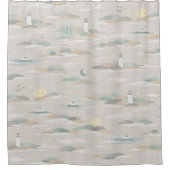 Nautical Bath Seattle Ferry Neutral Lighthouse Duschvorhang (Vorderseite)