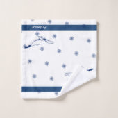 Nautical Bathroom Ocean Navy Blue Whale Badhandtuch Set (Waschlappen)