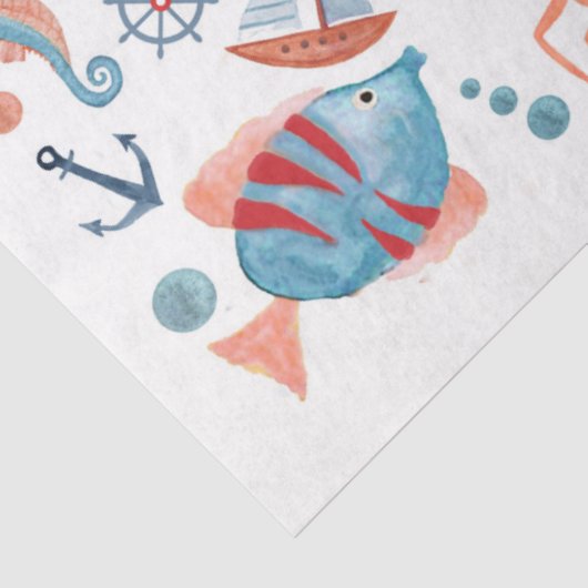 Nautical Beach Anchor Muscheln Segelboot Seidenpapier (Ausschnitt)