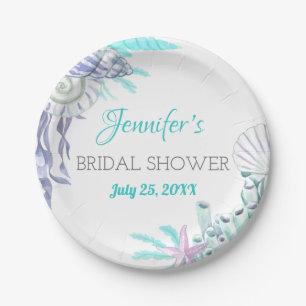 Nautical Beach Aqua Muschel Brautparty Aqua Pappteller