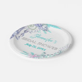 Nautical Beach Aqua Muschel Brautparty Aqua Pappteller (Schrägansicht)