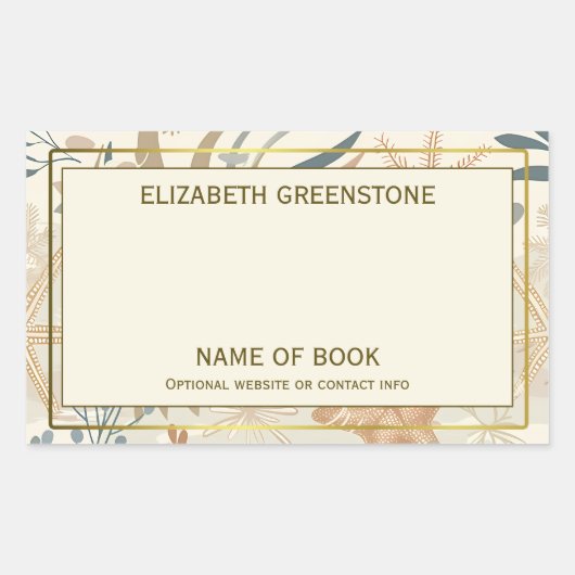 Nautical Beach Author Signature-Buchzeichen Rechteckiger Aufkleber (Vorderseite)