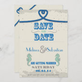Nautical Beach Blue Heart Knot Save the Date (Vorne/Hinten)