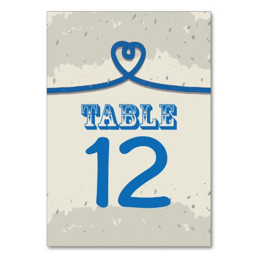 Nautical Beach Blue Heart Tischnummer (Vorderseite)