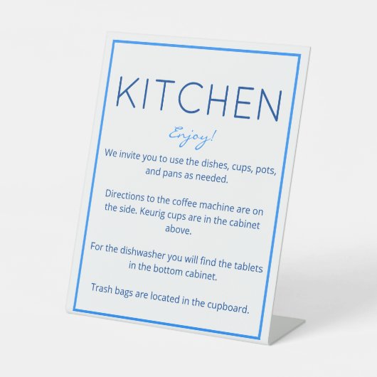 Nautical Beach Blue Kitchen Counter Sign Sockelschild (Vorderseite)