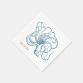 Nautical Beach Blue Octopus Serviette (Ecke)