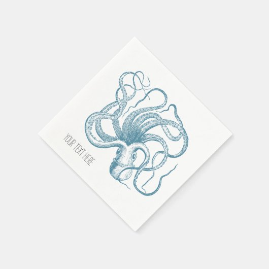 Nautical Beach Blue Octopus Serviette (Ecke)