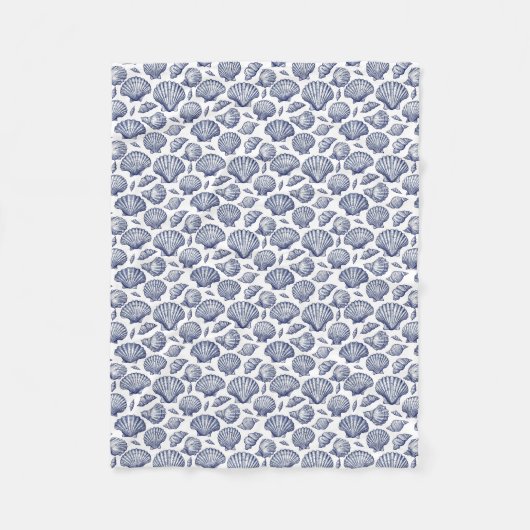 Nautical Beach Blue Seashelles Throw Blanket Fleecedecke (Vorderseite)