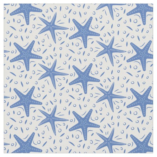 Nautical Beach Blue Starfish Muster Stoff (Nahaufnahme)