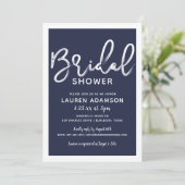 Nautical Beach Bridal Bash Dusche Navy Blue Strip Einladung (Stehend Vorderseite)