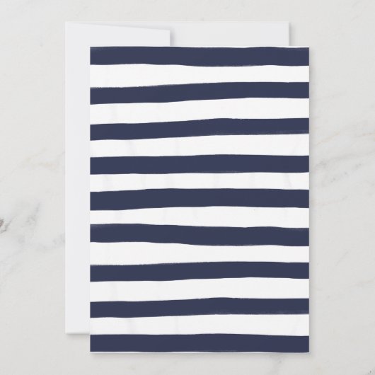 Nautical Beach Bridal Bash Dusche Navy Blue Strip Einladung (Rückseite)
