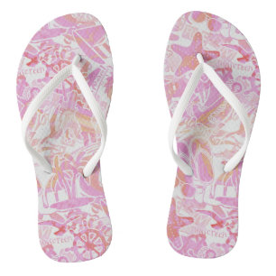 Nautical Beach Collage Hot Pink ID840 Badesandalen
