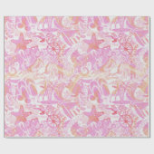 Nautical Beach Collage Hot Pink ID840 Geschenkpapier (Flach)