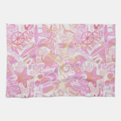 Nautical Beach Collage Hot Pink ID840 Geschirrtuch (Horizontal)