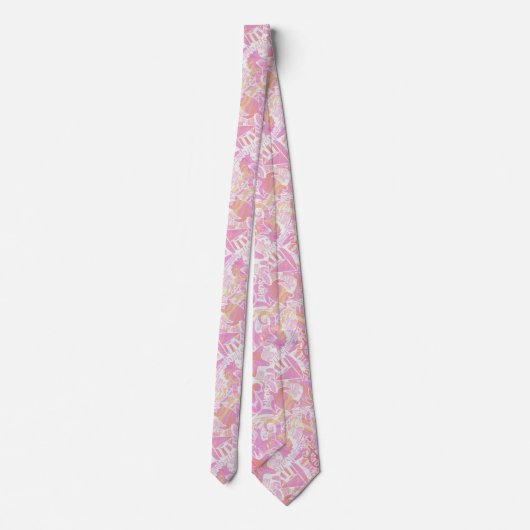 Nautical Beach Collage Hot Pink ID840 Neck Tie Krawatte (Rückseite)