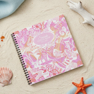 Nautical Beach Collage Hot Pink ID840 Notizblock