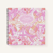 Nautical Beach Collage Hot Pink ID840 Notizblock (Vorderseite)
