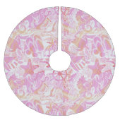 Nautical Beach Collage Hot Pink ID840 Polyester Weihnachtsbaumdecke (Vorderseite)