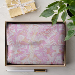 Nautical Beach Collage Hot Pink ID840 Seidenpapier