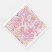 Nautical Beach Collage Hot Pink ID840 Serviette (Ecke)