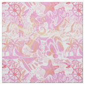 Nautical Beach Collage Hot Pink ID840 Stoff (Muster)