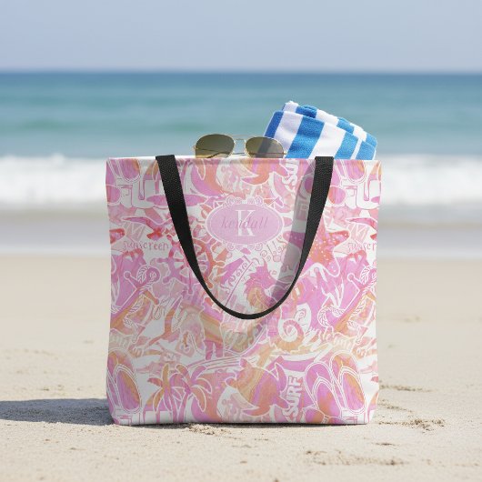 Nautical Beach Collage Hot Pink ID840 Tasche