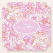 Nautical Beach Collage Hot Pink ID840 Untersetzer (Vorderseite)