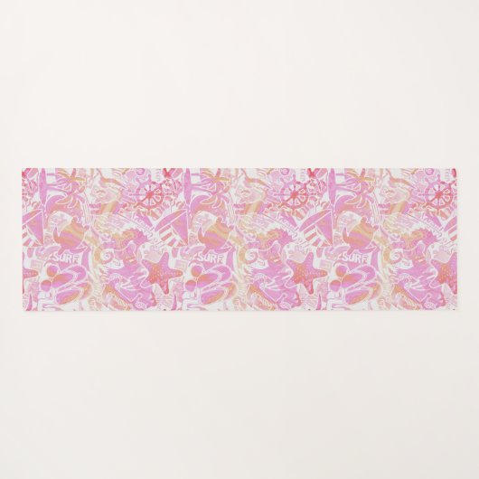 Nautical Beach Collage Hot Pink ID840 Yogamatte (Rückseite (Horizontal))