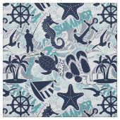 Nautical Beach Collage Navy ID839 Stoff (Muster)