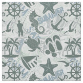 Nautical Beach Collage Olive ID839 Stoff (Muster)