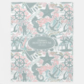Nautical Beach Collage Sage ID840 Fleecedecke (Vorderseite)