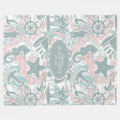 Nautical Beach Collage Sage ID840 Fleecedecke (Vorderseite (Horizontal))